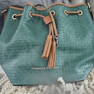 Dooney & Bourke Green Woven Leather Bucket Bag